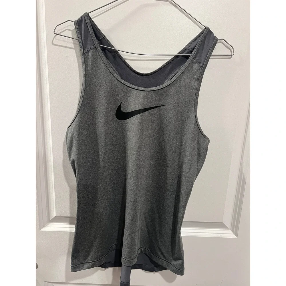 Nike Womens Tank Top Dri-FIT Racerback Gray Medium